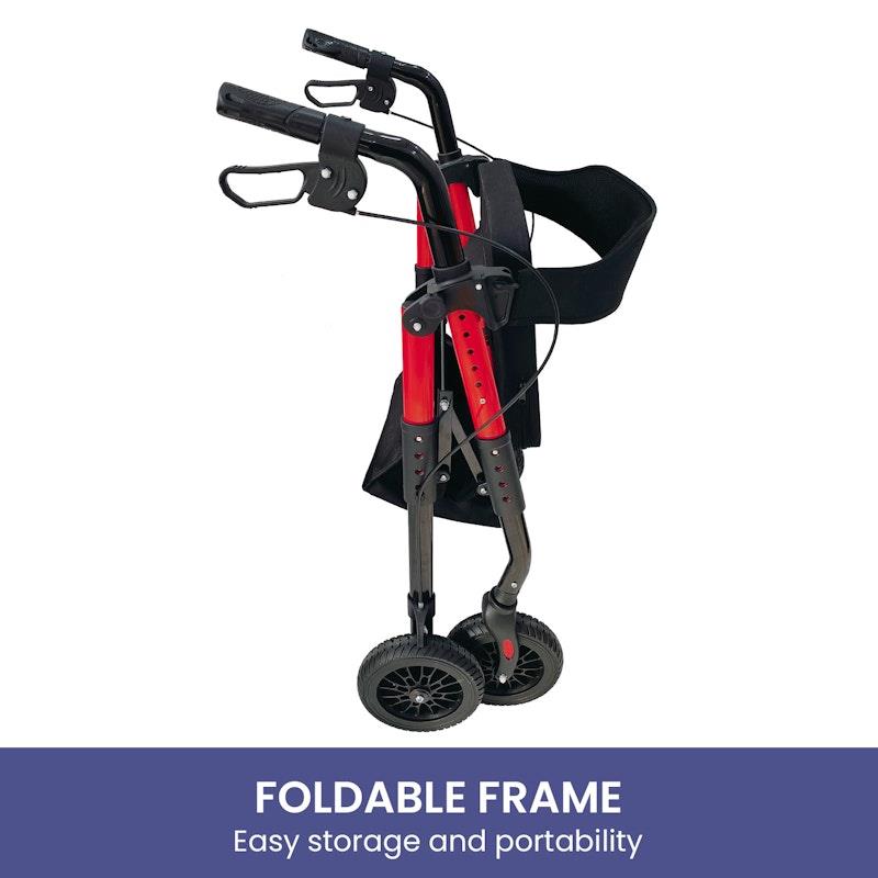 Load image into Gallery viewer, Orthonica Foldable Mobility Steel Rollator Walker 136kg Max Capacity Red
