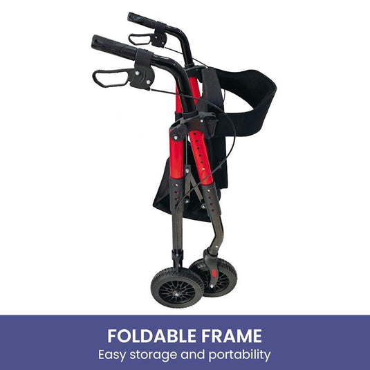 Orthonica Foldable Mobility Steel Rollator Walker 136kg Max Capacity Red