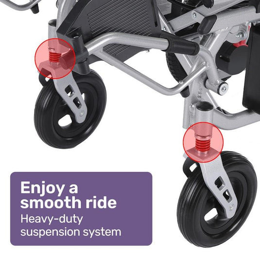 Equipmed Power Electric Wheelchair Extra Lightweight Long Range Silver