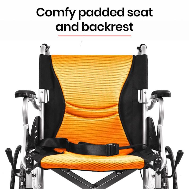 Load image into Gallery viewer, Equipmed 20 Inch Folding Aluminium Wheelchair Orange
