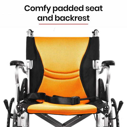 Equipmed 20 Inch Folding Aluminium Wheelchair Orange