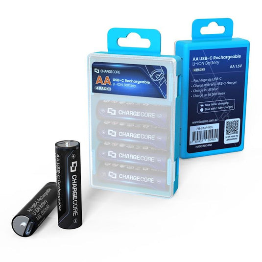Laser USB-C Rechargeable AA Battery 4-Pack Blue