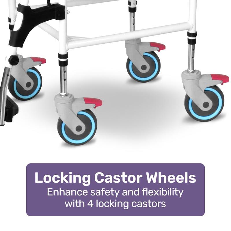 Load image into Gallery viewer, Equipmed Commode Shower Chair with Wheels Black
