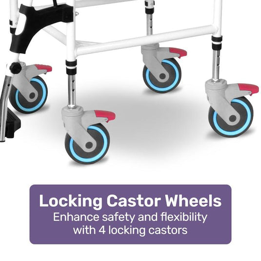 Equipmed Commode Shower Chair with Wheels Black