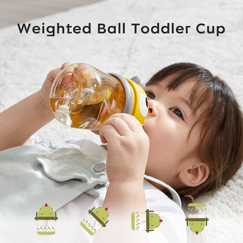 Load image into Gallery viewer, Bc Babycare T-REX TOBY Weighted Straw Sippy Cup 150ml (with Handle) Yellow
