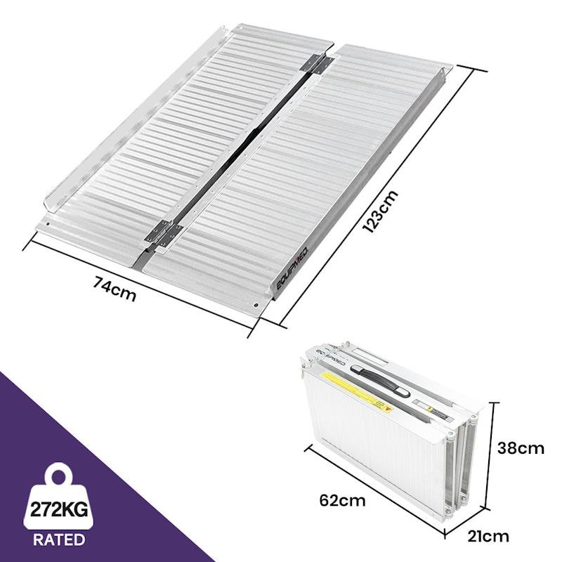 Load image into Gallery viewer, Equipmed 123cm Portable Folding Aluminium Access Ramp Silver
