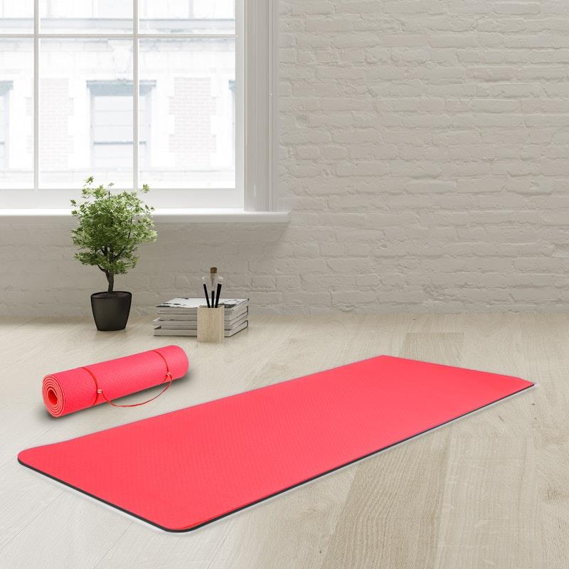 Load image into Gallery viewer, Powertrain TPE Pilates Exercise Yoga Mat 8mm Red
