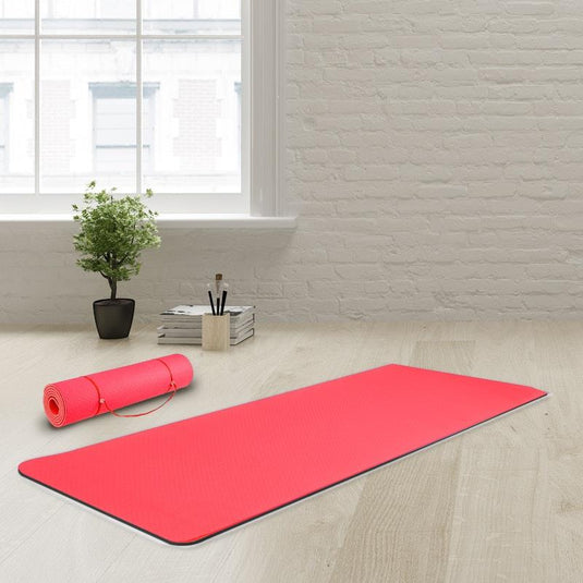 Powertrain TPE Pilates Exercise Yoga Mat 8mm Red