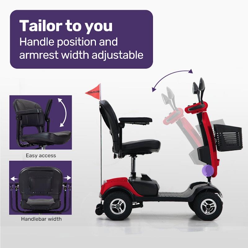 Load image into Gallery viewer, Equipmed Electric Mobility Scooter For Elderly Pathline (Red)
