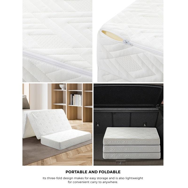 Load image into Gallery viewer, Bedra Bedding Folding Mattress 3-Fold Foldable Foam Mattresses Bed Mat White
