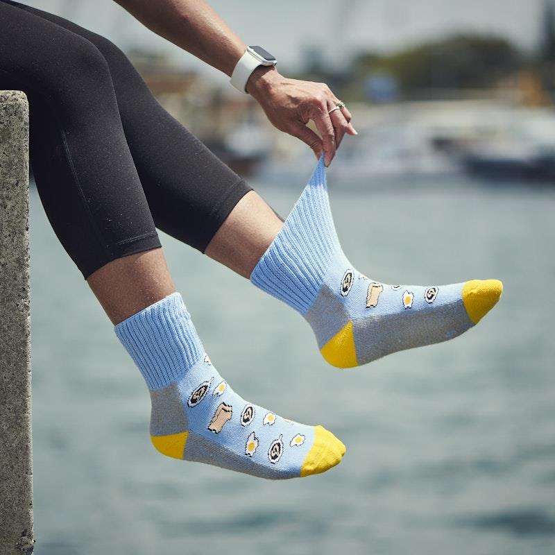 Load image into Gallery viewer, Glucology 6 Pack Mixed Patterned Socks - Bananas, Avocado &amp; Eggs Large
