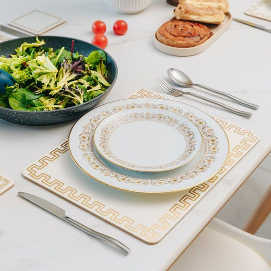Clevinger MDF Placemats and Coasters Gold Border 8 Pieces