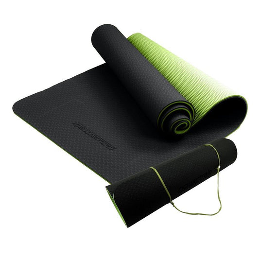 Powertrain TPE Pilates Exercise Yoga Mat 8mm Black Green