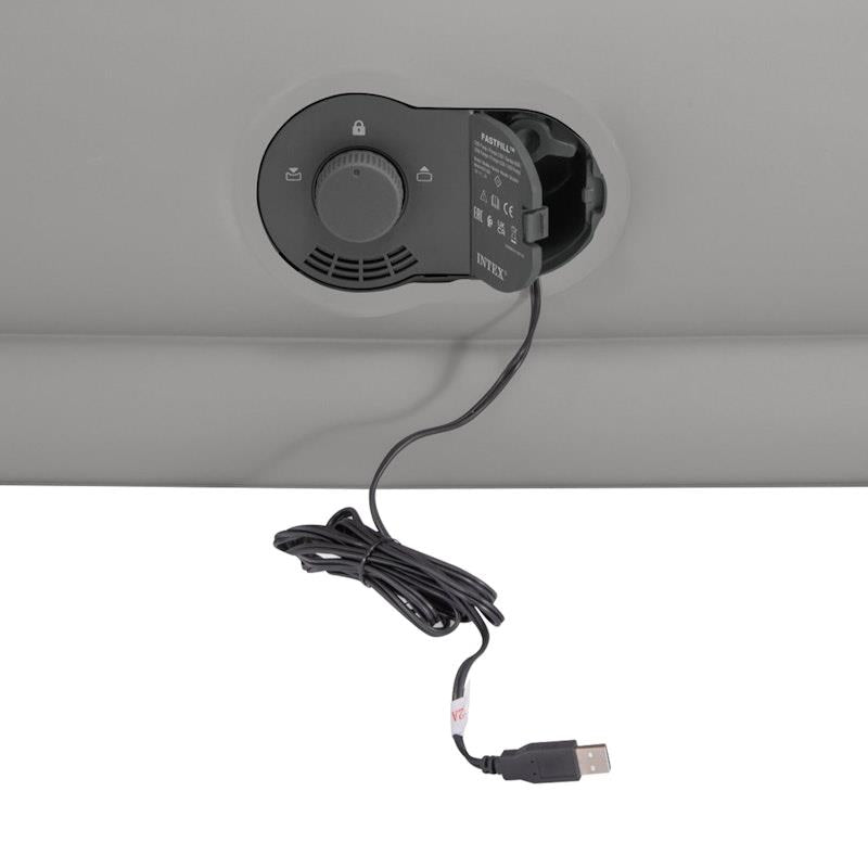 Load image into Gallery viewer, Intex Dura-Beam Prestige Inflatable Airbed with Fastfill USB Pump Gray Queen
