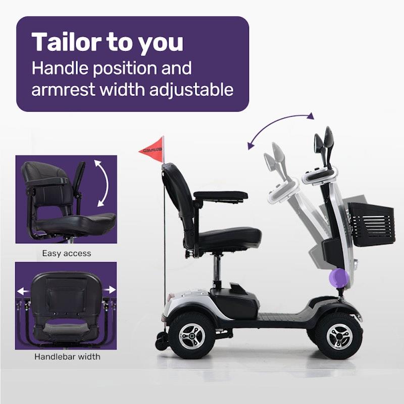 Load image into Gallery viewer, Equipmed Electric Mobility Scooter For Elderly Pathline (Silver)

