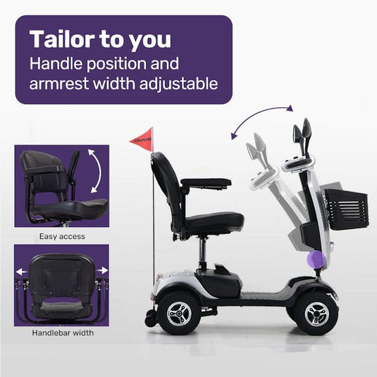 Equipmed Electric Mobility Scooter For Elderly Pathline (Silver)