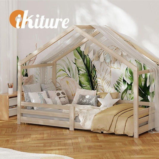 Oikiture Bed Frame Wooden Timber House Frame Single