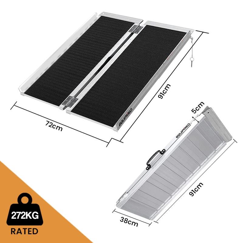 Load image into Gallery viewer, Equipmed 91cm Portable Folding Aluminium Access Ramp Black
