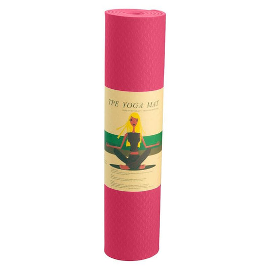 Powertrain TPE Yoga Pilates Exercise Mat 6mm Rose Pink