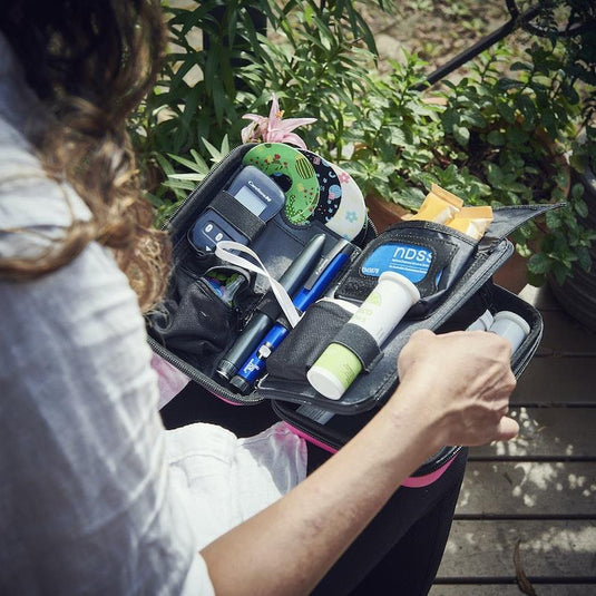 Glucology Travel Bundle Case - Plus, Floral/ 2 Pen Pouch - Floral/ 3 Sharps
