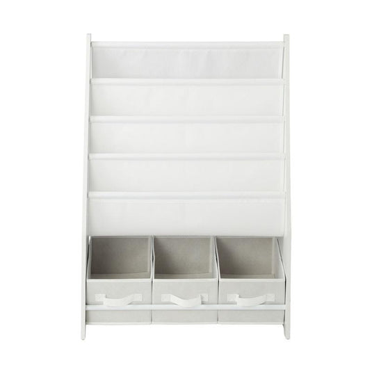 Oikiture Kids Bookshelf Toy Storage Box Organiser Display Shelf DIY Storage Rack White