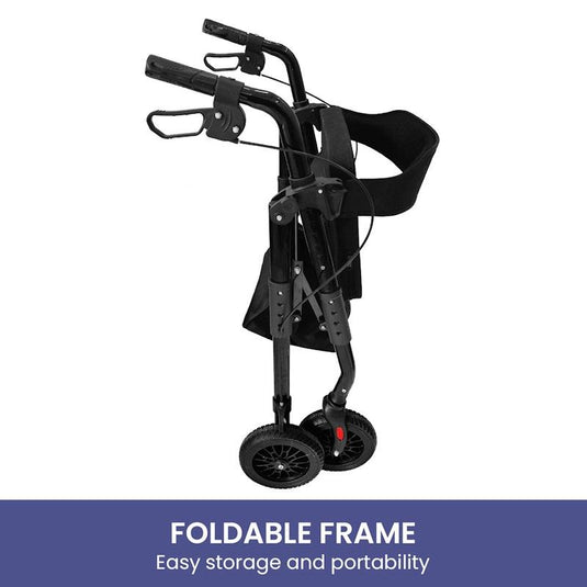 Orthonica Foldable Mobility Steel Rollator Walker 136kg Max Capacity Black