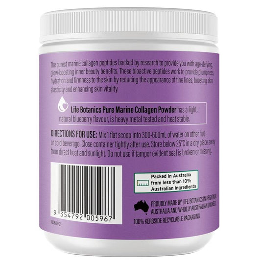 Life Botanics Pure Marine Collagen Powder Blueberry 160g x3 Pack