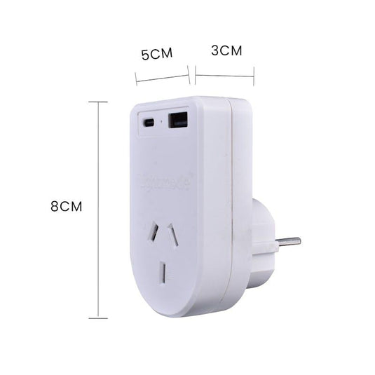Flightmode Outbound AU/NZ to EUROPE/BALI Travel Adaptor with USB Type C & A 1Unit