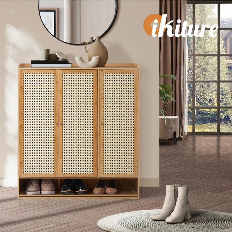 Load image into Gallery viewer, Oikiture Shoe Storage Cabinet Shoes Rack Organiser 7 Tier Shelf Rattan Brown
