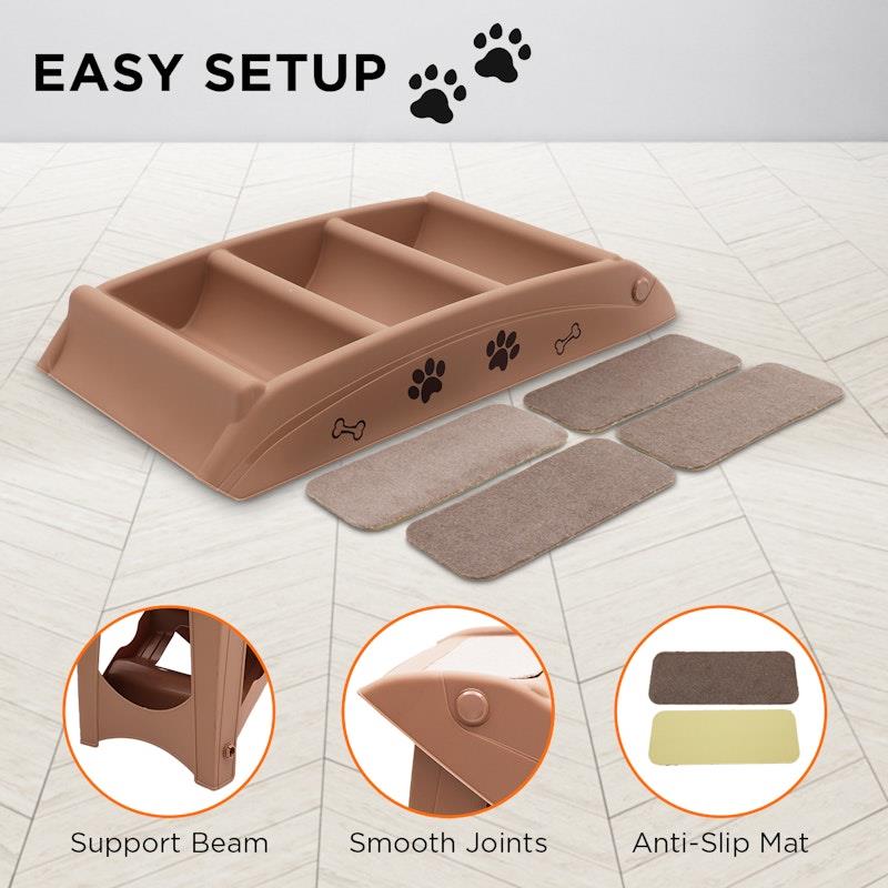 Load image into Gallery viewer, Furtastic 50cm Foldable Pet Stairs Ramp Brown

