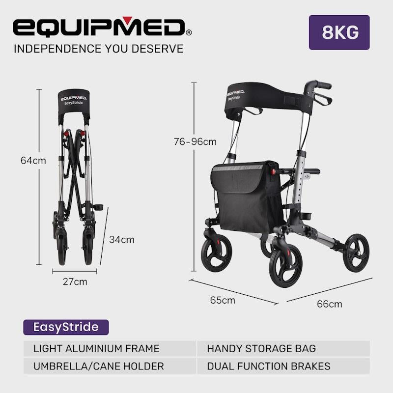 Load image into Gallery viewer, Equipmed Foldable Aluminium Walking Frame Rollator Silver
