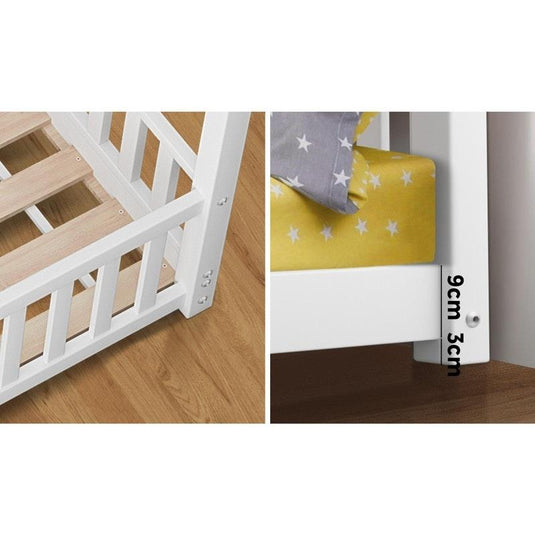 Oikiture Bed Frame Kids Wooden Timber House Frame Single