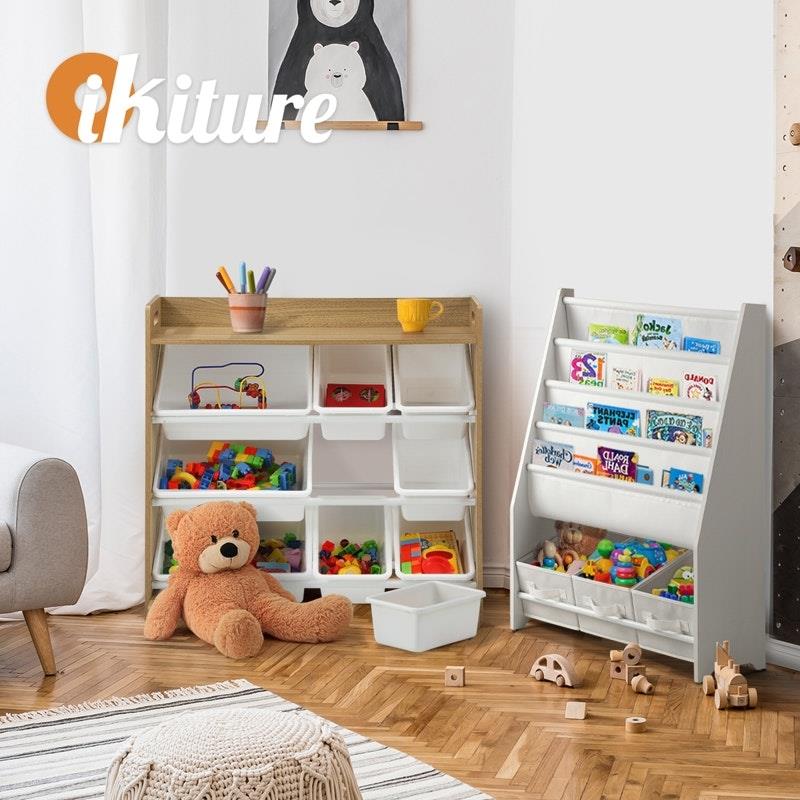 Load image into Gallery viewer, Oikiture 9 Bins Kids Toy Box Bookshelf Organiser Display Shelf Storage Rack Natural
