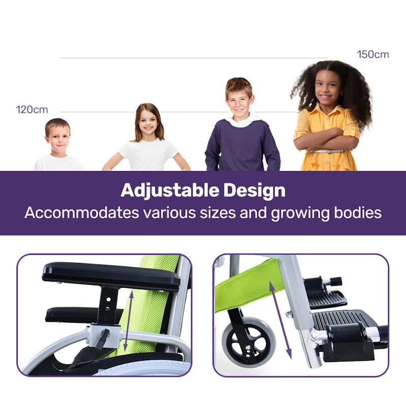 Load image into Gallery viewer, Equipmed Kids Premium Paediatric Wheelchair Lightweight Aluminium Green
