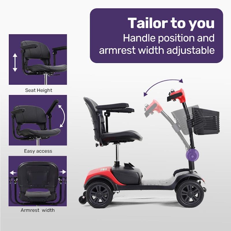 Load image into Gallery viewer, Equipmed SmartRider Folding Electric Mobility Scooter Black &amp; Red
