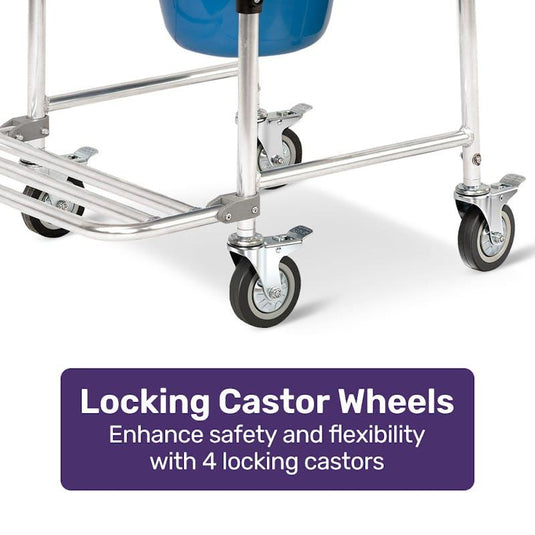 Equipmed Commode Shower Chair with Wheels White & Blue