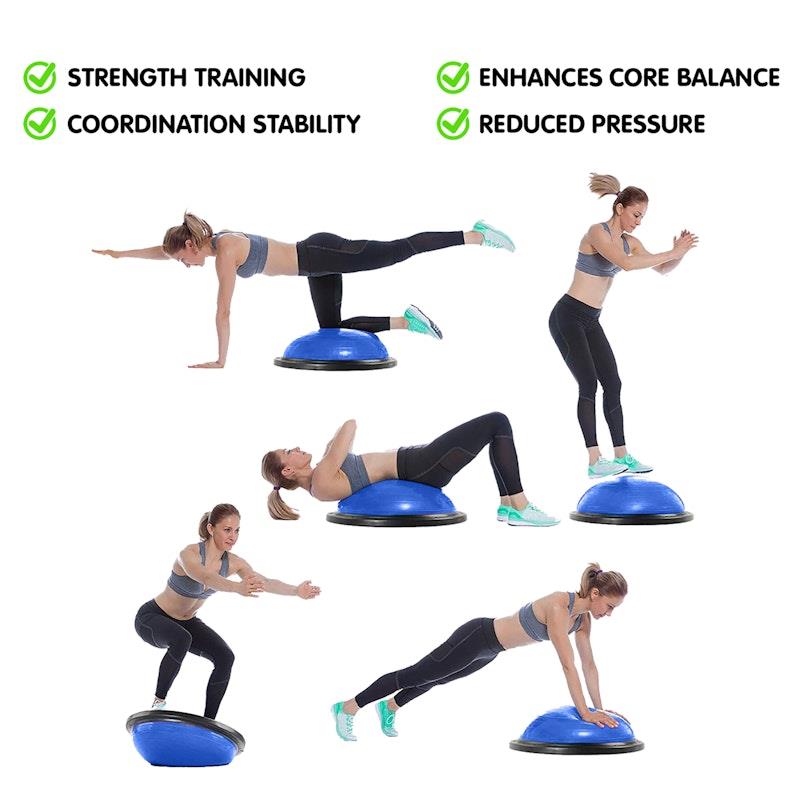 Load image into Gallery viewer, Powertrain Fitness Yoga Ball Home Gym Workout Balance Trainer Blue
