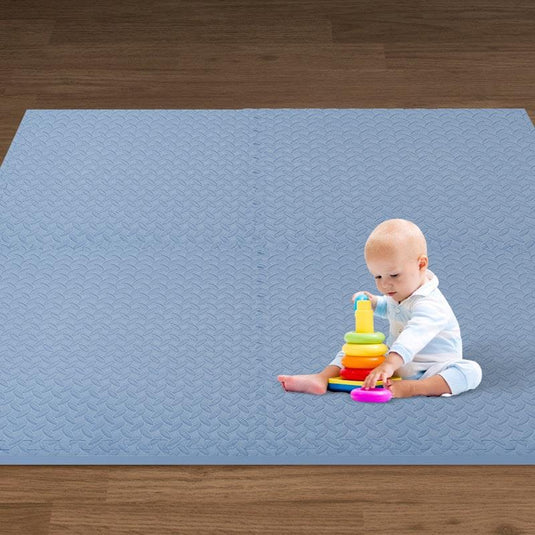 BoPeep EVA Foam Kids Play Mat Floor Baby Crawling Interlocking Waterproof Carpet Blue 4Pack