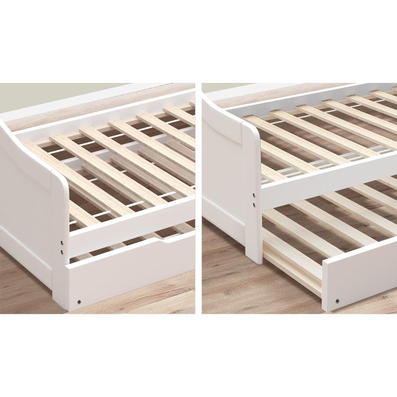 Load image into Gallery viewer, Oikiture Trundle Bed Frame Daybed Single Size Base Timber Wooden Single Beds x2 White
