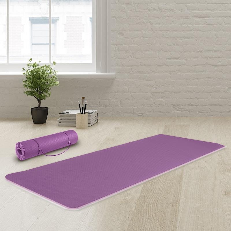 Load image into Gallery viewer, Powertrain TPE Pilates Exercise Yoga Mat 8mm Dark Purple
