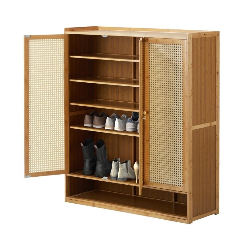Load image into Gallery viewer, Oikiture Shoe Storage Cabinet Shoes Rack Organiser 7 Tier Shelf Rattan Brown
