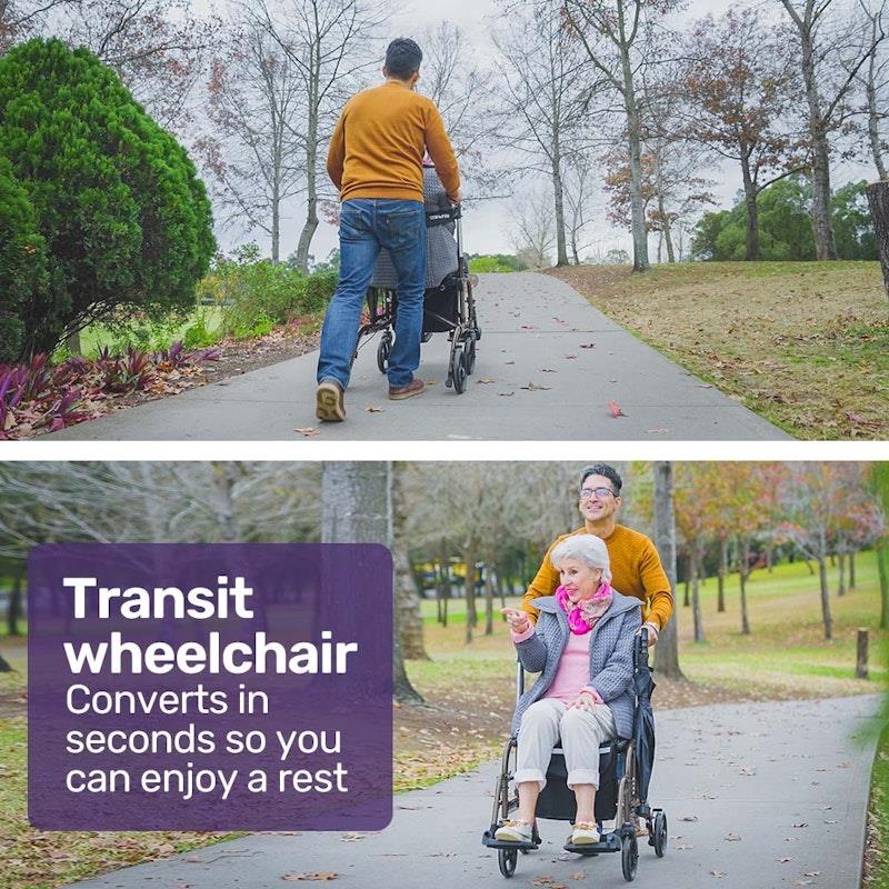 Load image into Gallery viewer, Equipmed 2-in-1 Foldable Aluminium Walking Frame Rollator Silver
