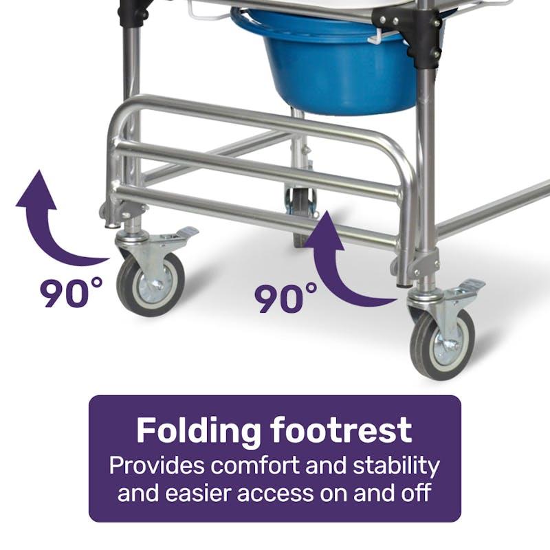 Load image into Gallery viewer, Equipmed Commode Shower Chair with Wheels White &amp; Blue
