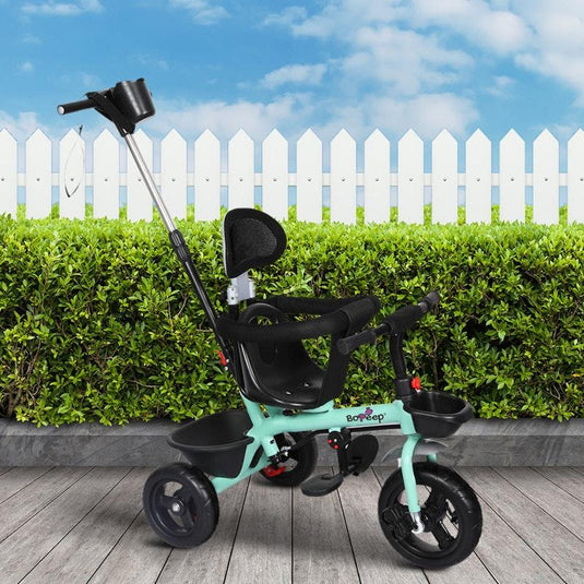 BoPeep Kids Tricycle Ride On Trike Toddler Balance Bike Prams Stroller Walker Green One Size