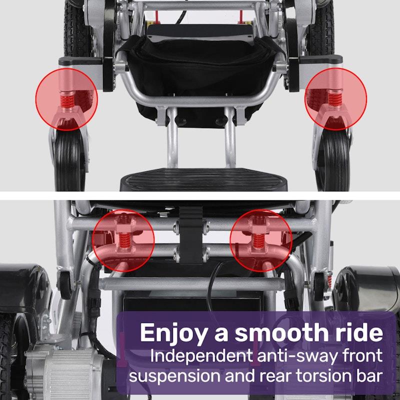 Load image into Gallery viewer, Equipmed Power Electric Wheelchair Long Range Black &amp; Silver

