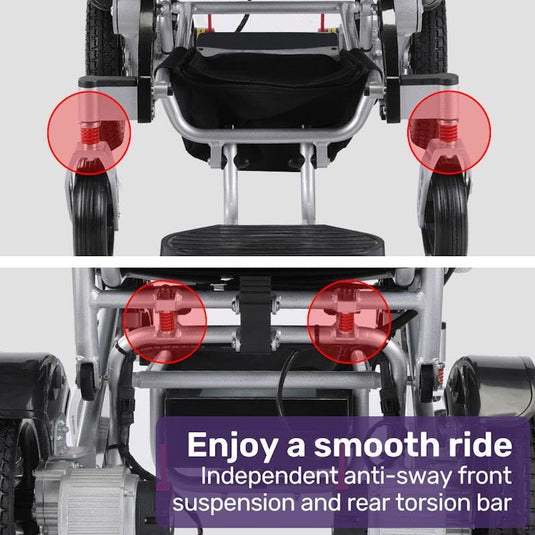 Equipmed Power Electric Wheelchair Long Range Black & Silver