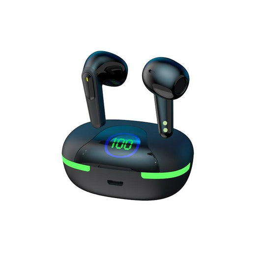 Laser TWS Earbuds with LED Display: True Wireless & Tap Controls Black