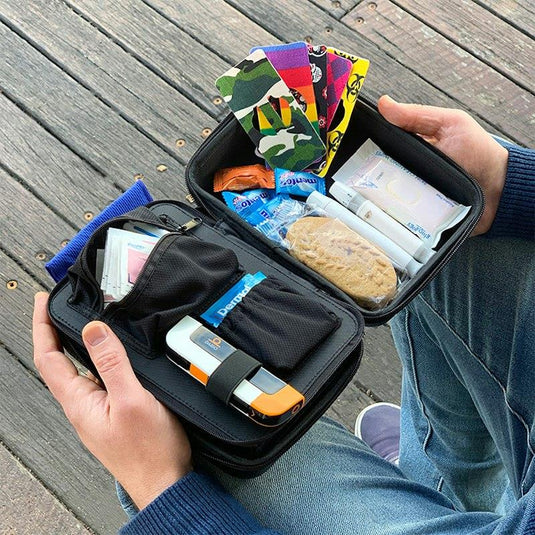 Glucology Travel Case Plus with Extra Storage for Blood Glucose Monitors Red