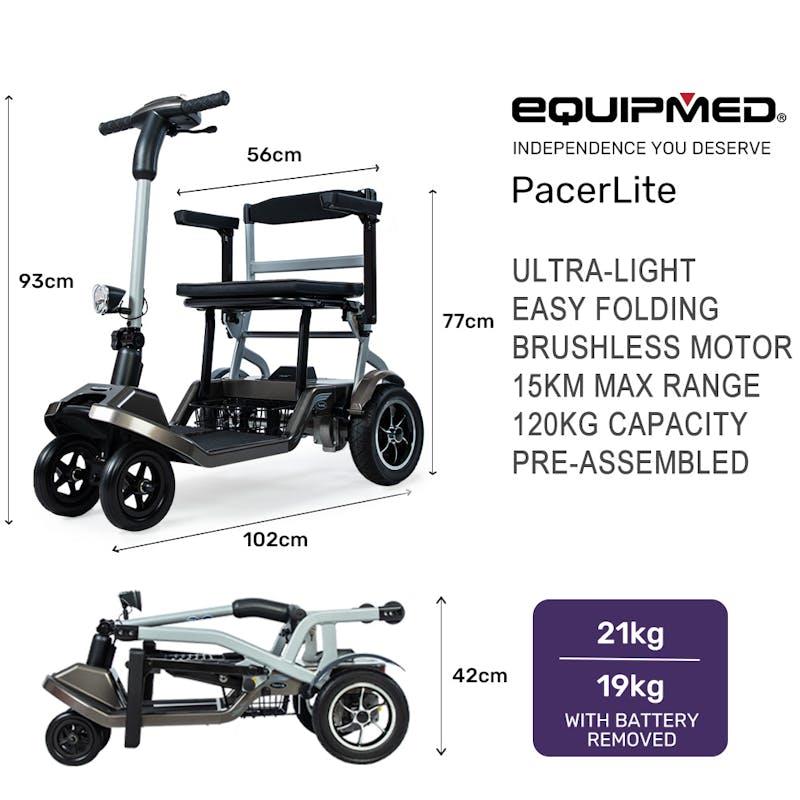 Load image into Gallery viewer, Equipmed Ultra-Lightweight Folding Electric Mobility Scooter, Brushless Motor Black
