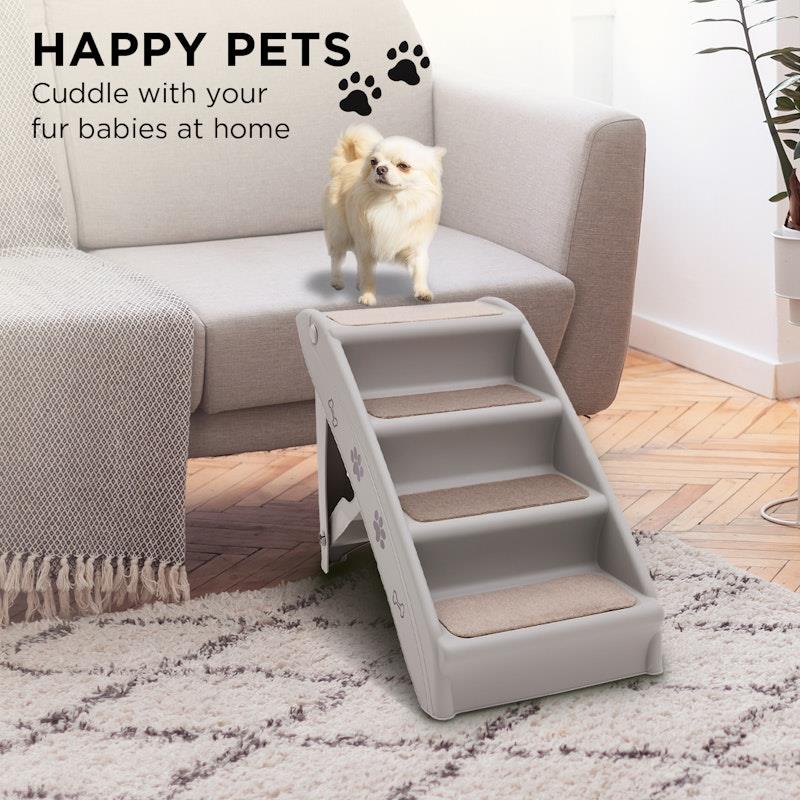 Load image into Gallery viewer, Furtastic 50cm Foldable Pet Stairs Ramp Grey
